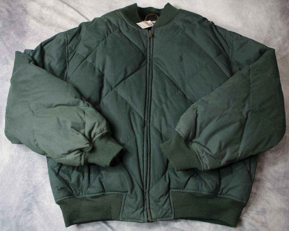 Vintage Polo Ralph Lauren Jacket Mens XL Green Quilted Down Puffer Bomber